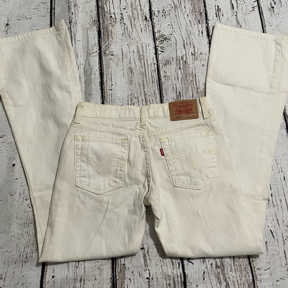 White Levi Jeans, bootcut, super low, stretch, 3 JR MEDIUM, EUC, vintage